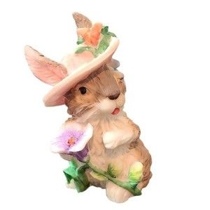 Easter Bunny Easter hat flower ceramic decoration